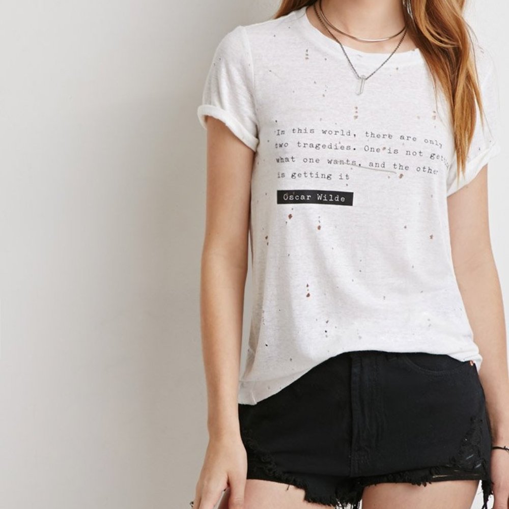Forever 21 Distressed Oscar Wilde Tee